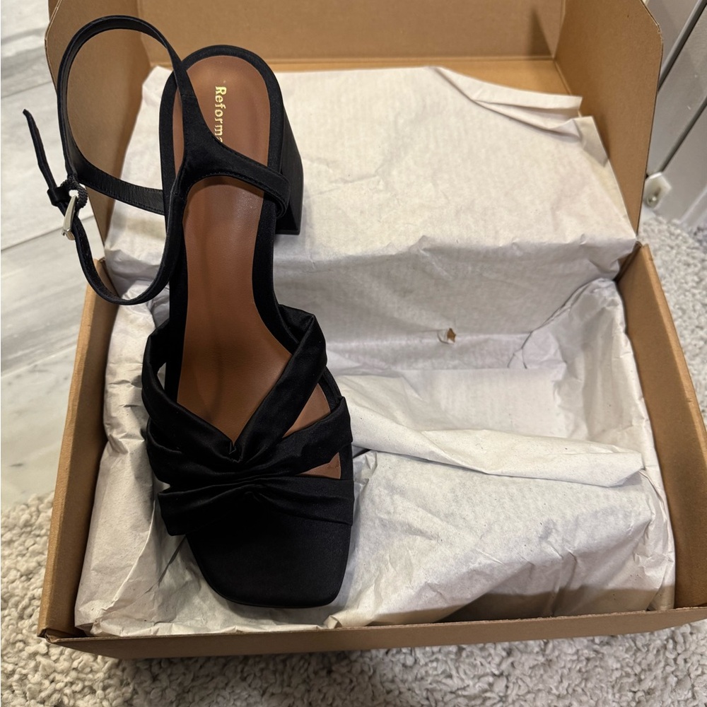 Reformation Black Strappy Heels